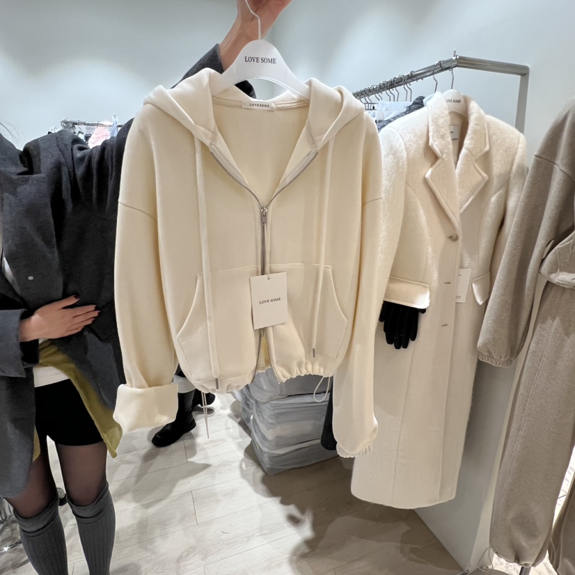 LOVE SOME韓國直郵㊣女裝新品25秋冬職業夾克連帽拉鏈衫加絨LOVE SOME夾克圖色2