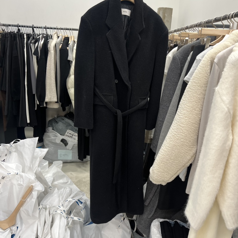RECOVER東大門㊣代購女裝新款推薦真品25秋冬中長款大衣含腰帶RECOVER/MOMENT中長款大衣圖色2