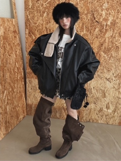 CLODE韓國代購㊣女裝新款人氣休閑時尚25秋冬熱賣職業夾克羊皮CLODE夾克圖色2