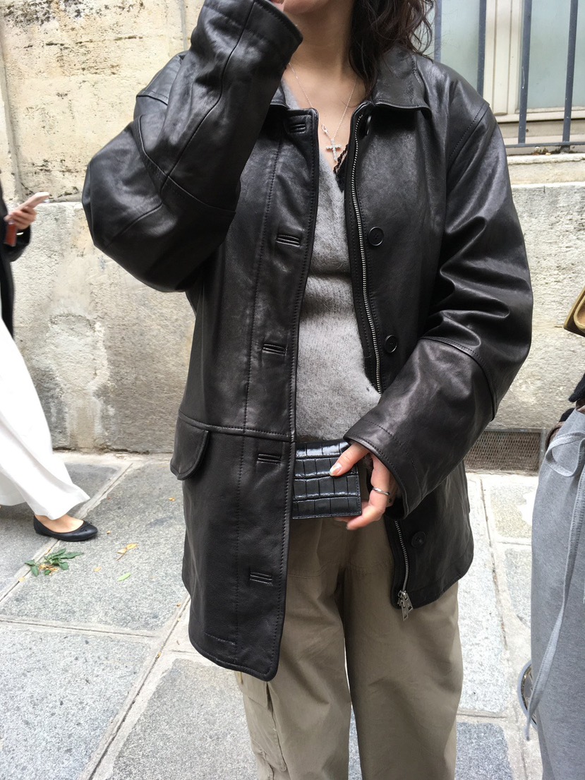 BREATHE韓國代購㊣女士新款時尚真品休閑推薦人氣皮衣水洗羊皮BREATHE皮衣