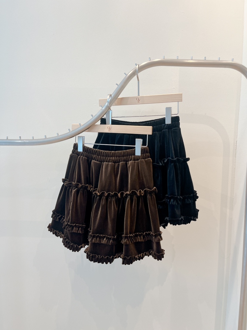 OVE韓國代購㊣女裝新品人氣時尚休閑職業25秋冬推薦短裙天鵝絨OVE短裙