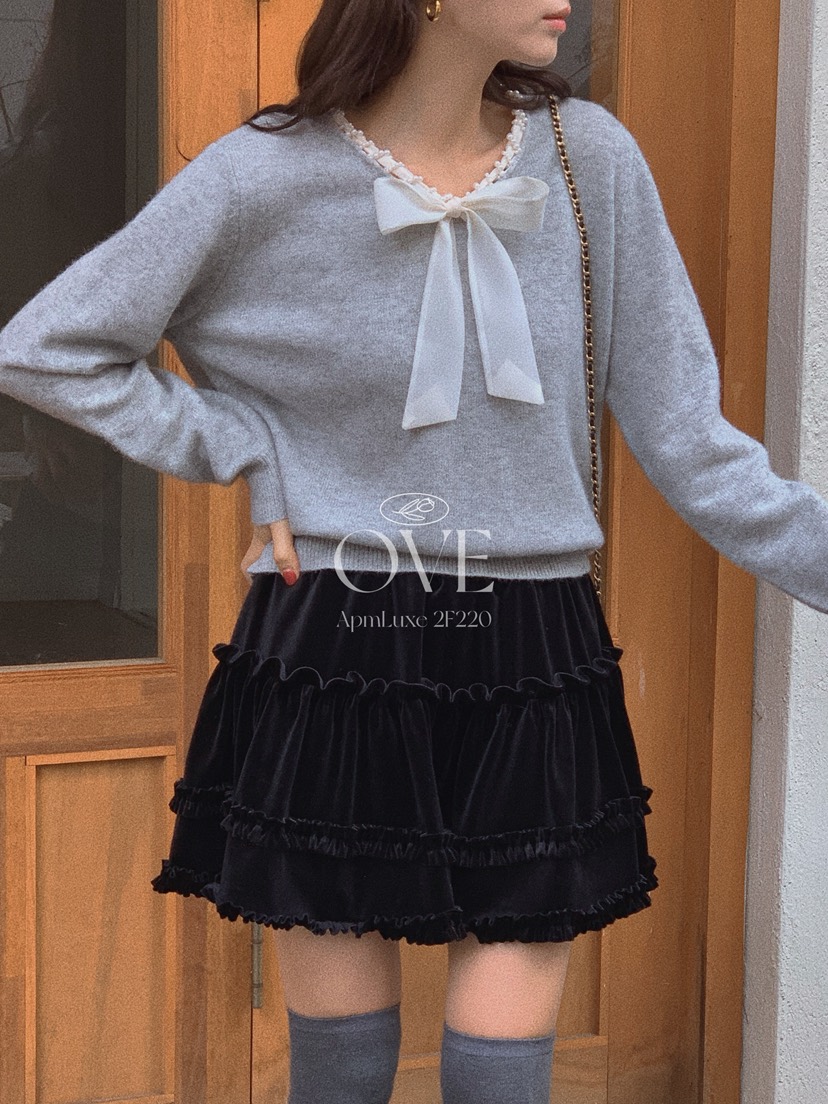 OVE韓國代購㊣女裝新品人氣時尚休閑職業25秋冬推薦短裙天鵝絨OVE短裙