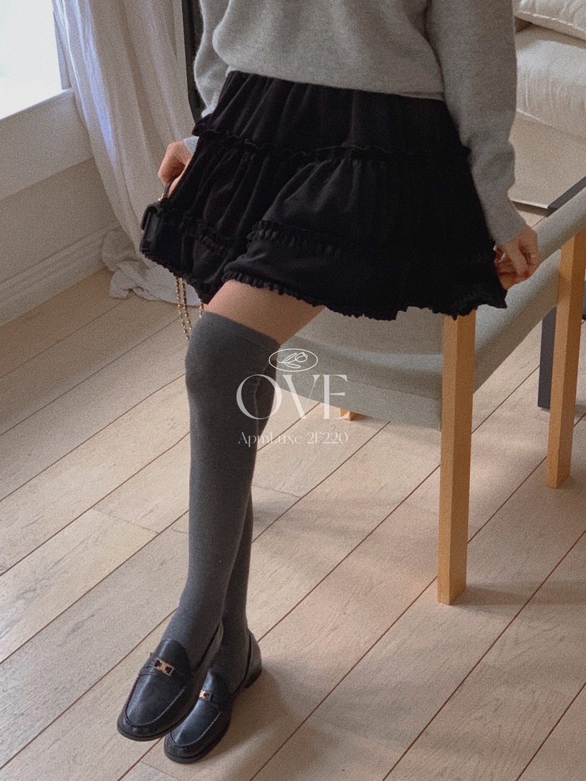 OVE韓國代購㊣女裝新品人氣時尚休閑職業25秋冬推薦短裙天鵝絨OVE短裙