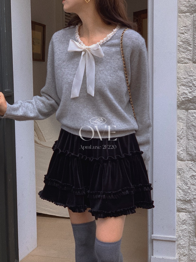 OVE韓國代購㊣女裝新品人氣時尚休閑職業25秋冬推薦短裙天鵝絨OVE短裙