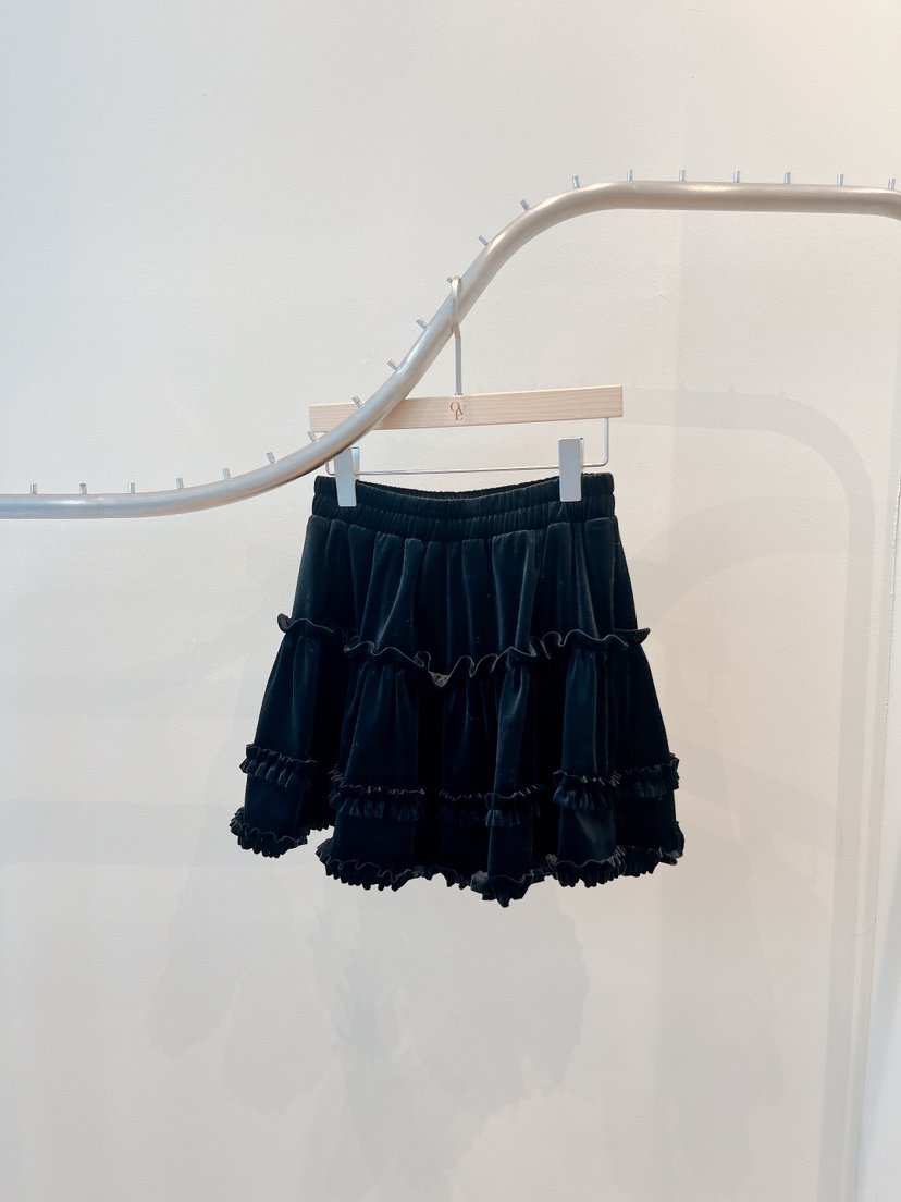 OVE韓國代購㊣女裝新品人氣時尚休閑職業25秋冬推薦短裙天鵝絨OVE短裙圖色2