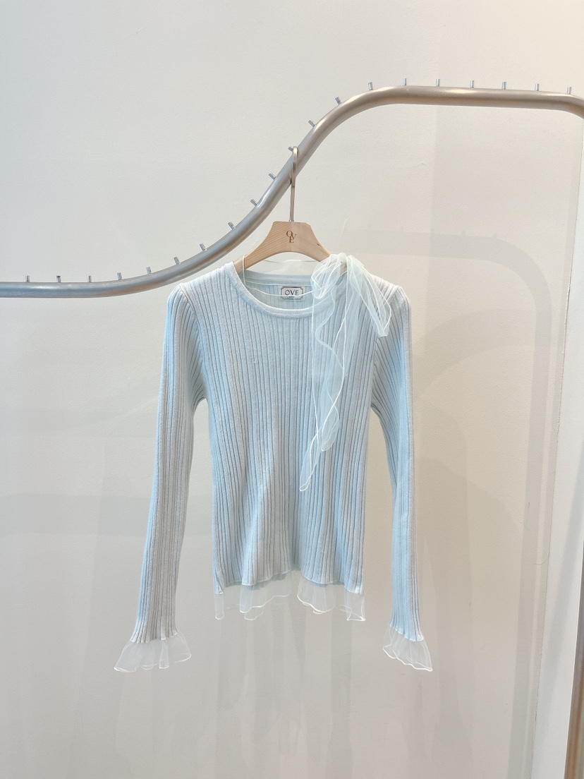 OVE韓國直郵㊣女裝新款推薦25秋冬熱賣職業休閑襯衫蕾絲衫蕾絲OVE襯衫/蕾絲衫圖色2