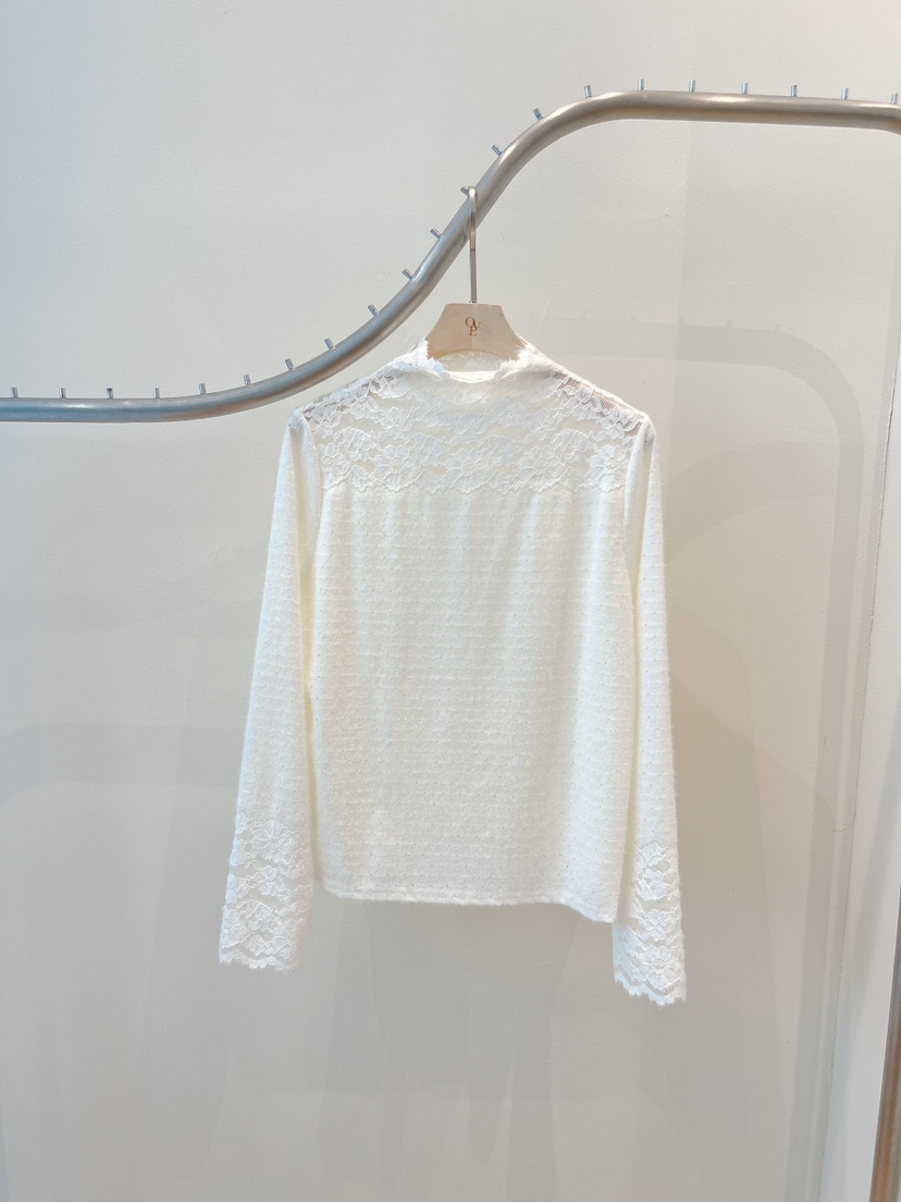 OVE東大門㊣代購女士新款熱賣時尚推薦25秋冬休閑襯衫蕾絲衫OVE襯衫/蕾絲衫圖色1