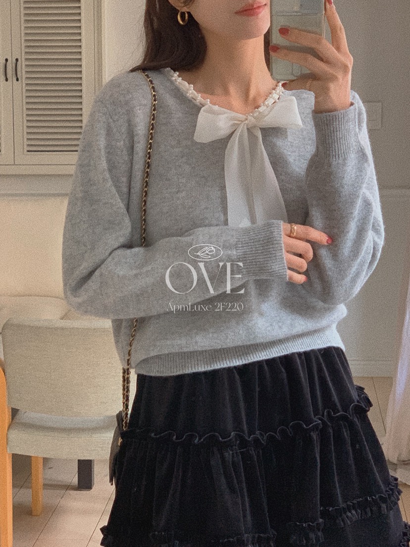 OVE東大門㊣實拍女裝新款熱賣推薦真品人氣職業休閑針織衫蕾絲OVE針織衫