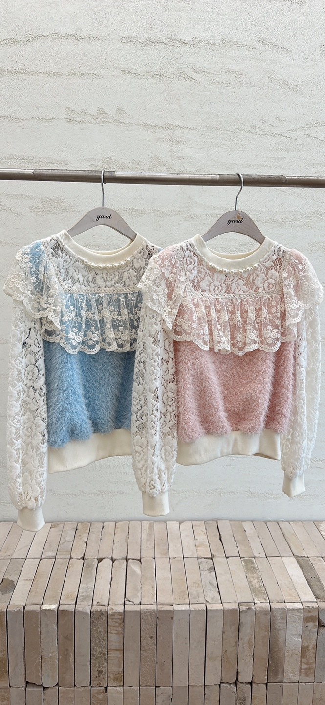 YARD韓國代購㊣女裝新品時尚25秋冬真品人氣休閑襯衫蕾絲衫絨YARD襯衫/蕾絲衫