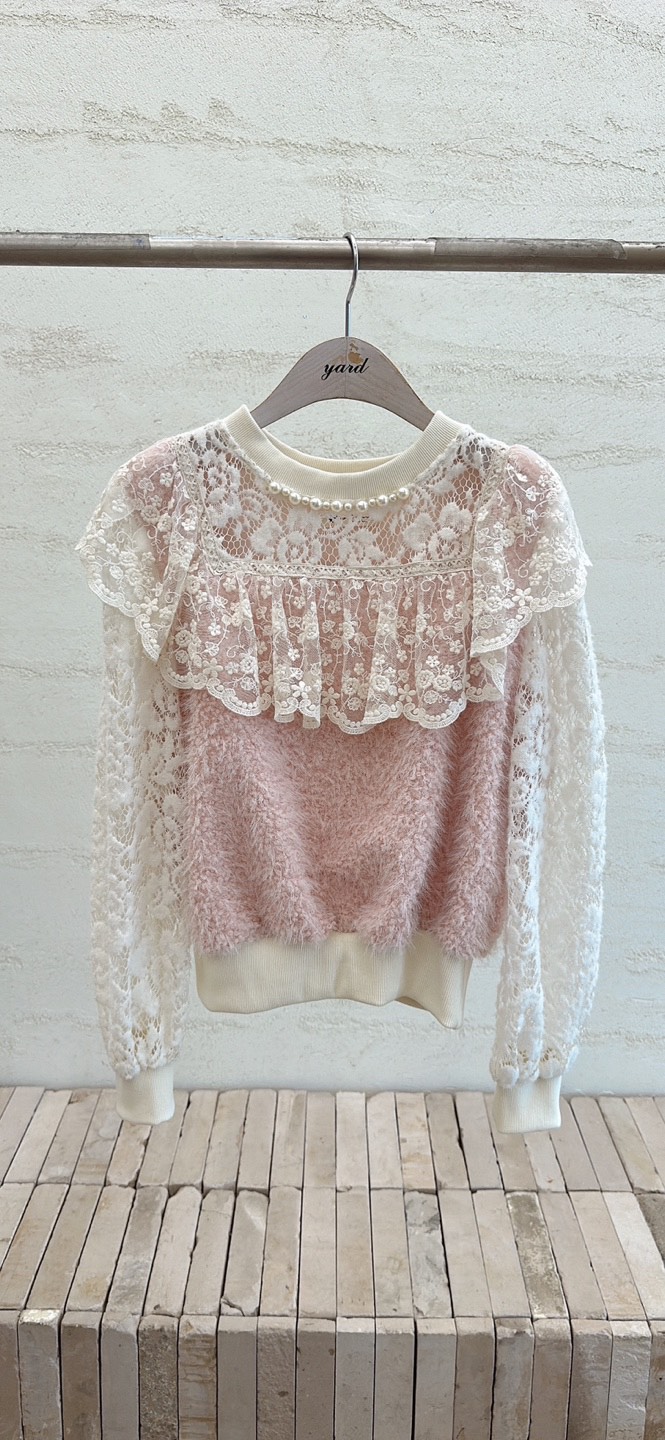 YARD韓國代購㊣女裝新品時尚25秋冬真品人氣休閑襯衫蕾絲衫絨YARD襯衫/蕾絲衫圖色1