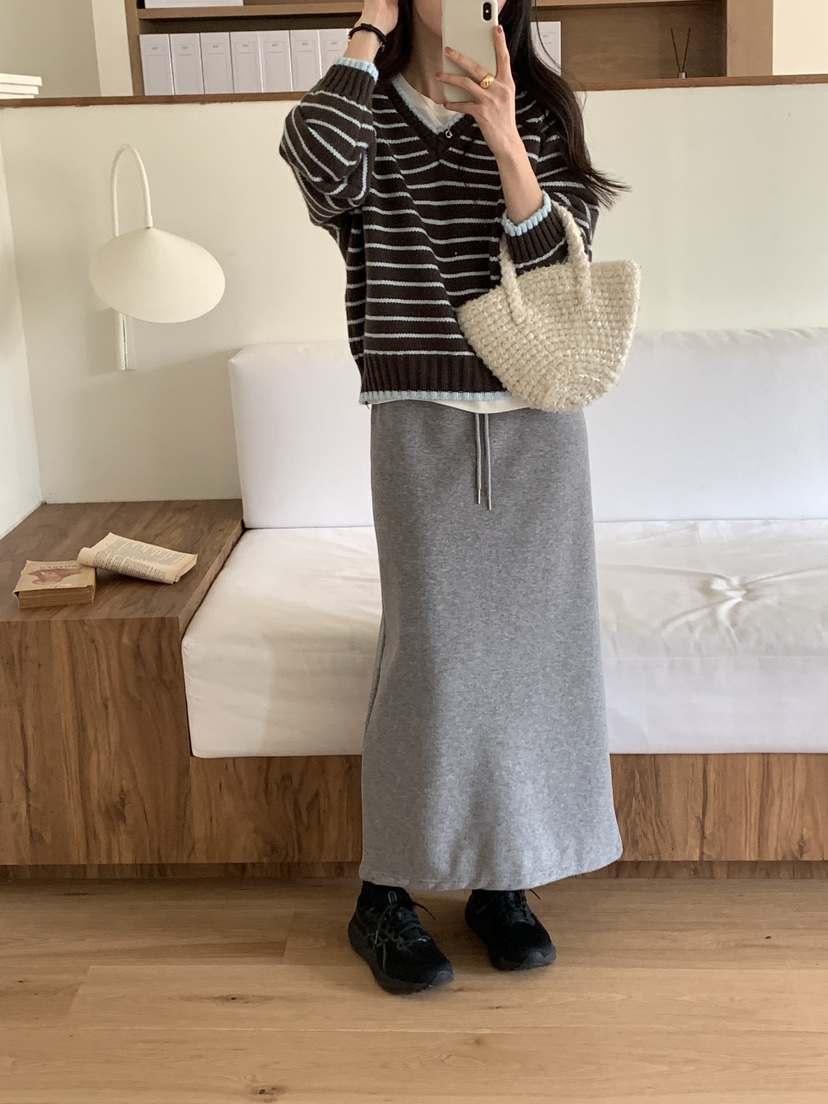 FRILL-T東大門㊣實拍女士新款熱賣休閑人氣真品25秋冬長裙貂皮FRILL-T長裙