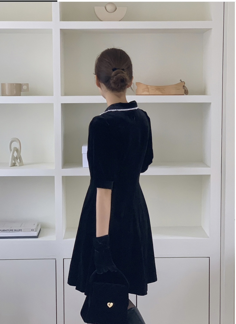 FRILL-T東大門㊣直郵女裝新款時尚熱賣職業25秋冬連衣裙絲絨FRILL-T連衣裙