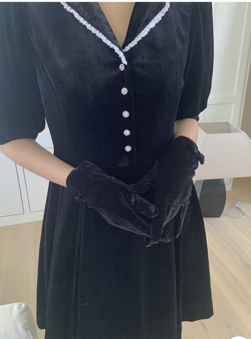 FRILL-T東大門㊣直郵女裝新款時尚熱賣職業25秋冬連衣裙絲絨FRILL-T連衣裙