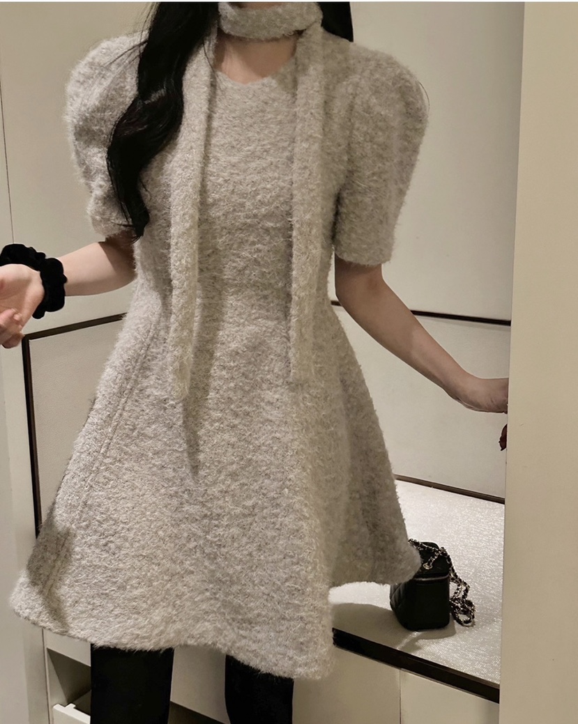 FRILL-T東大門㊣實拍女裝新款推薦職業真品25秋冬連衣裙含脖帶FRILL-T連衣裙