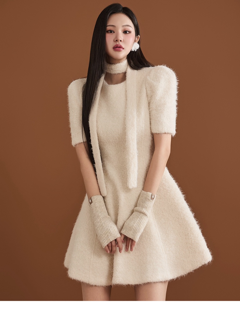 FRILL-T東大門㊣實拍女裝新款推薦職業真品25秋冬連衣裙含脖帶FRILL-T連衣裙