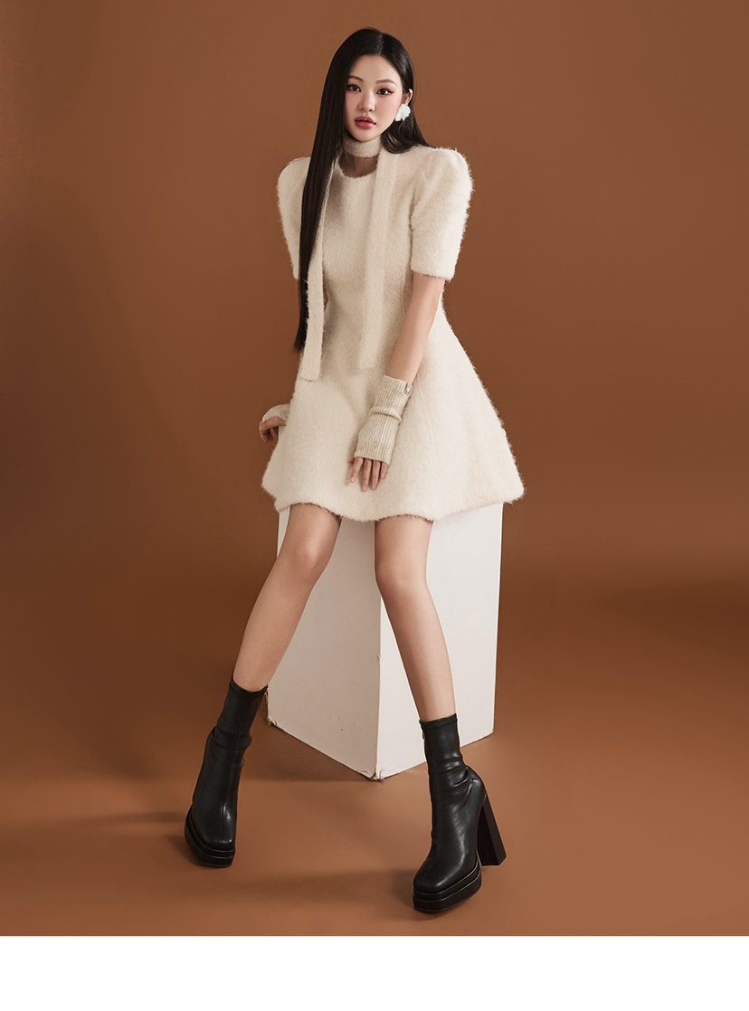 FRILL-T東大門㊣實拍女裝新款推薦職業真品25秋冬連衣裙含脖帶FRILL-T連衣裙