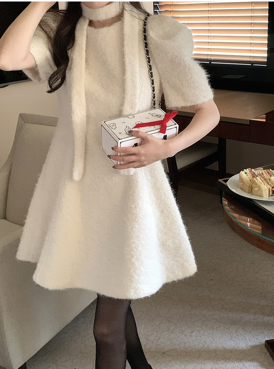 FRILL-T東大門㊣實拍女裝新款推薦職業真品25秋冬連衣裙含脖帶FRILL-T連衣裙