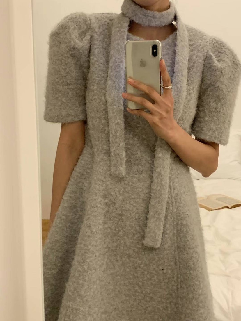 FRILL-T東大門㊣實拍女裝新款推薦職業真品25秋冬連衣裙含脖帶FRILL-T連衣裙