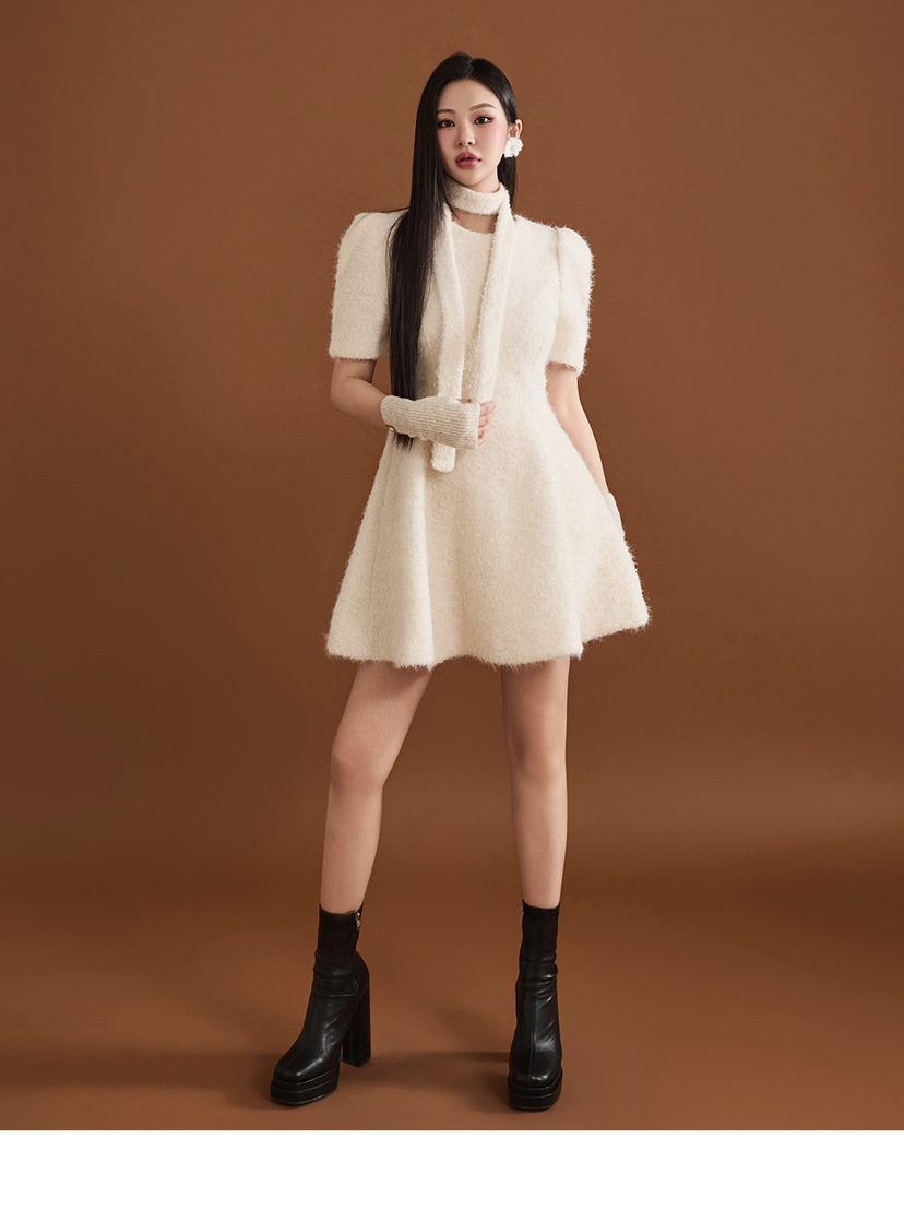 FRILL-T東大門㊣實拍女裝新款推薦職業真品25秋冬連衣裙含脖帶FRILL-T連衣裙圖色1