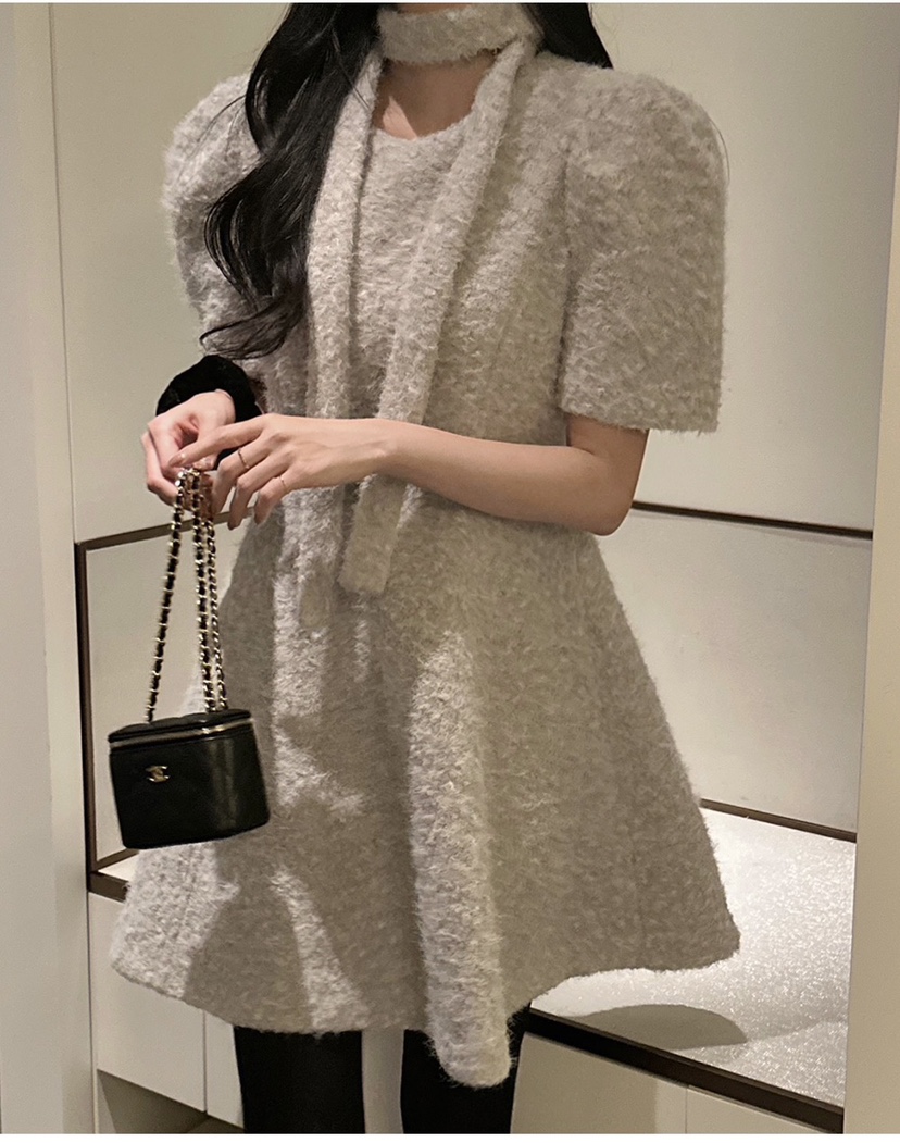 FRILL-T東大門㊣實拍女裝新款推薦職業真品25秋冬連衣裙含脖帶FRILL-T連衣裙圖色2