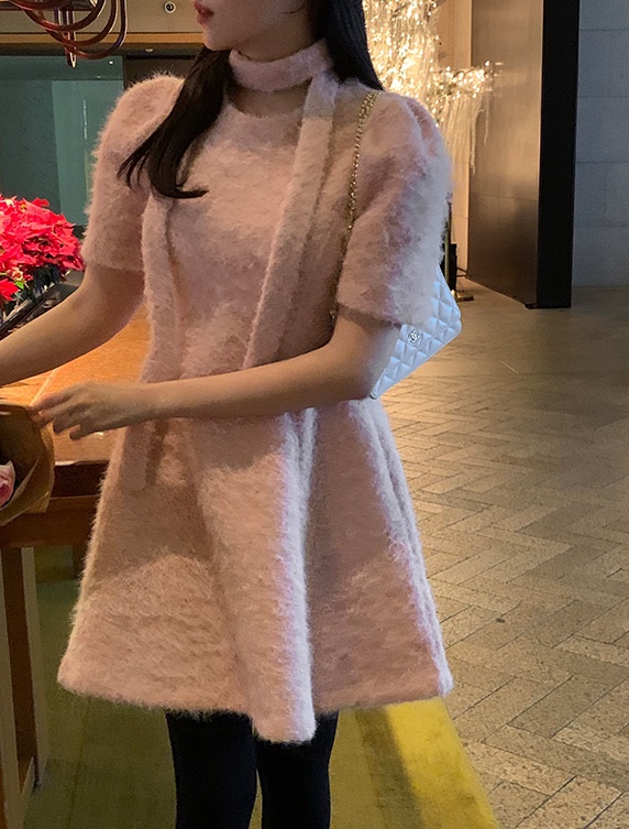 FRILL-T東大門㊣實拍女裝新款推薦職業真品25秋冬連衣裙含脖帶FRILL-T連衣裙圖色3