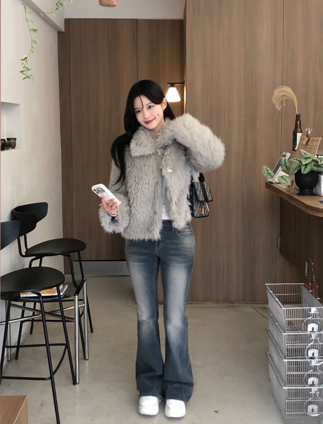 FRILL-T韓國直郵㊣女裝新款時尚休閑25秋冬職業熱賣短款大衣FRILL-T短款大衣