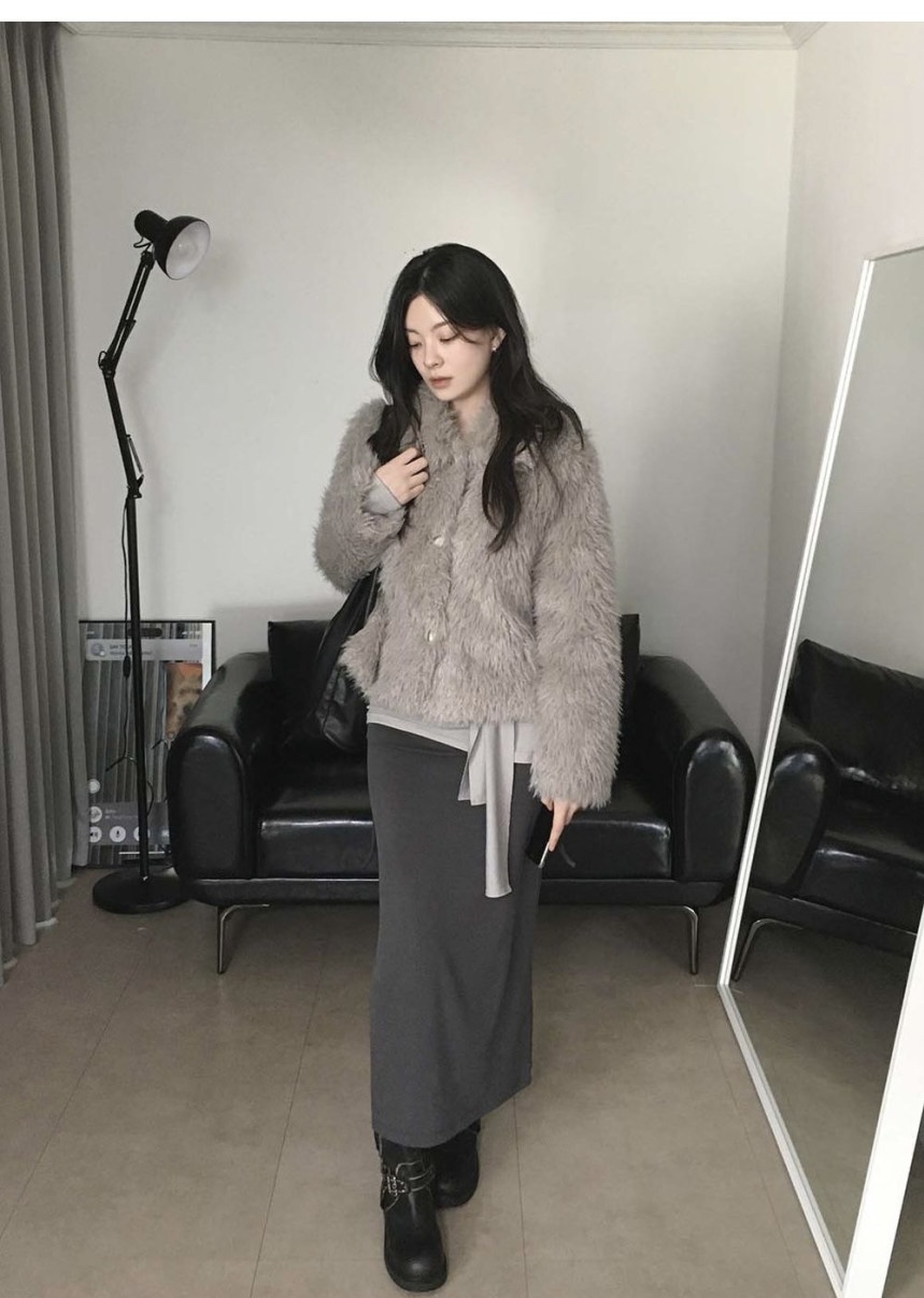 FRILL-T韓國直郵㊣女裝新款時尚休閑25秋冬職業熱賣短款大衣FRILL-T短款大衣