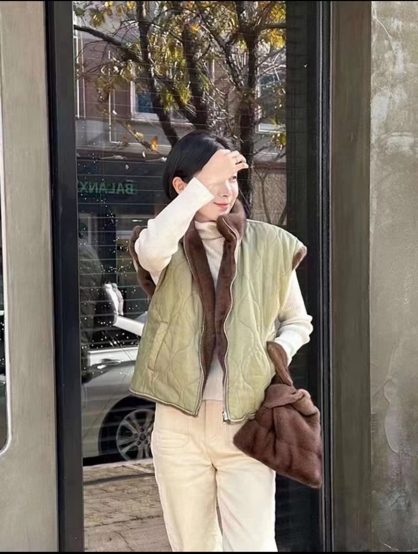 DOUZEMOIS東大門㊣實拍女士新品熱賣25秋冬馬甲不含內搭貂皮雙面DOUZEMOIS馬甲