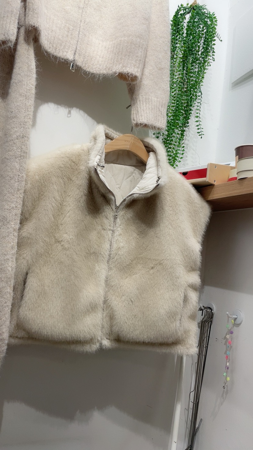 DOUZEMOIS東大門㊣實拍女士新品熱賣25秋冬馬甲不含內搭貂皮雙面DOUZEMOIS馬甲