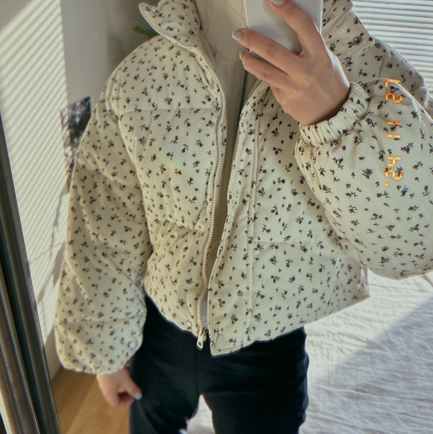 DOUZEMOIS東大門㊣直郵女裝新款時尚25秋冬短款棉服花朵填充DOUZEMOIS短款棉服