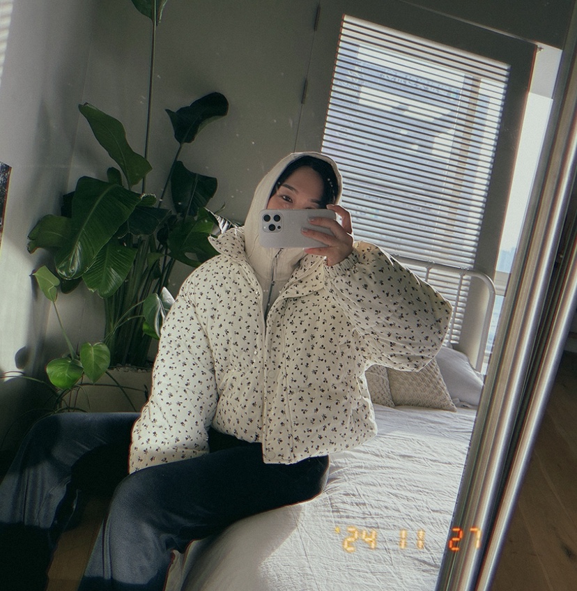 DOUZEMOIS東大門㊣直郵女裝新款時尚25秋冬短款棉服花朵填充DOUZEMOIS短款棉服圖色2