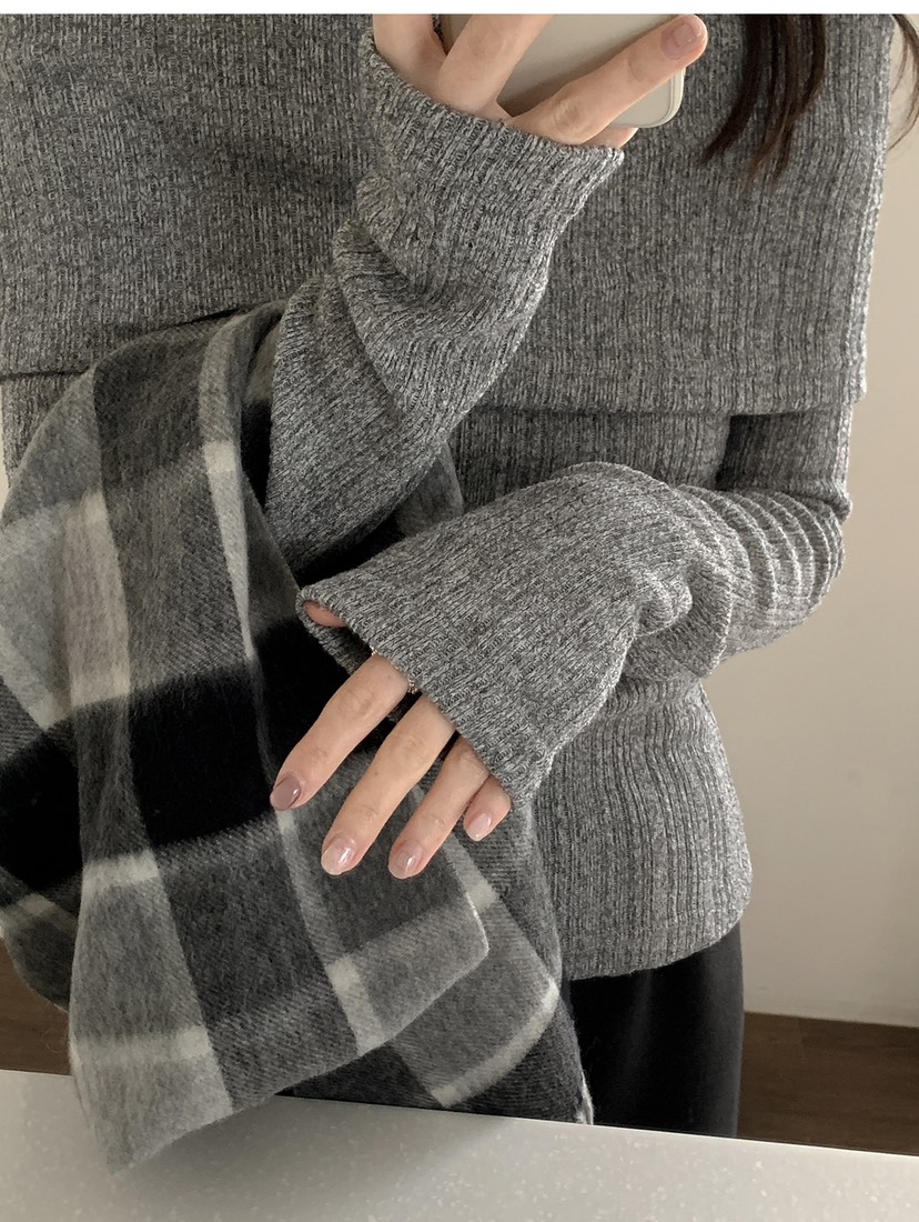 FRILL-T韓國直郵㊣女士新款人氣推薦熱賣25秋冬針織衫露肩FRILL-T針織衫