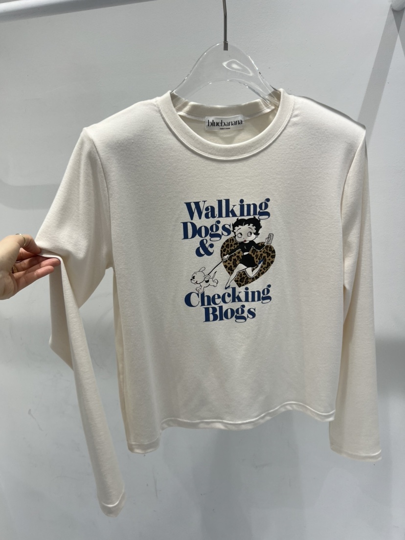 BLUE BANANA韓國直郵㊣女裝新品真品推薦休閑長袖T恤不含項鏈BLUE BANANA長袖T恤圖色2