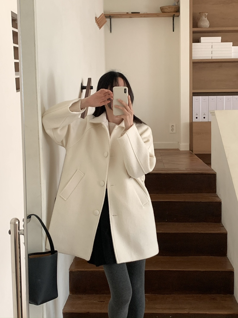 FRILL-T東大門㊣實拍女裝新品熱賣人氣休閑中長款大衣含腰帶FRILL-T中長款大衣