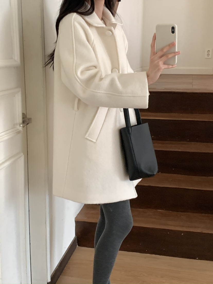 FRILL-T東大門㊣實拍女裝新品熱賣人氣休閑中長款大衣含腰帶FRILL-T中長款大衣