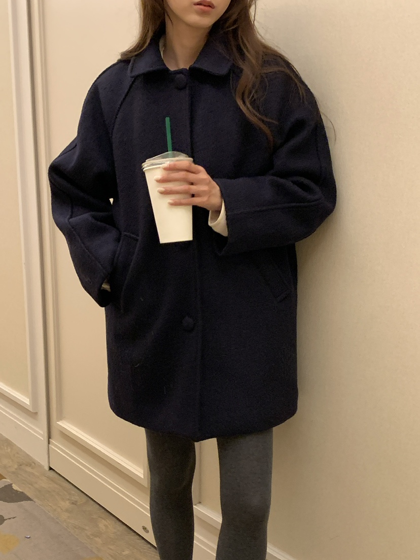 FRILL-T東大門㊣實拍女裝新品熱賣人氣休閑中長款大衣含腰帶FRILL-T中長款大衣圖色2