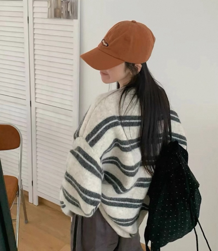 DOUZEMOIS韓國代購㊣女裝新品時尚熱賣真品針織衫羊毛開衫條紋DOUZEMOIS針織衫