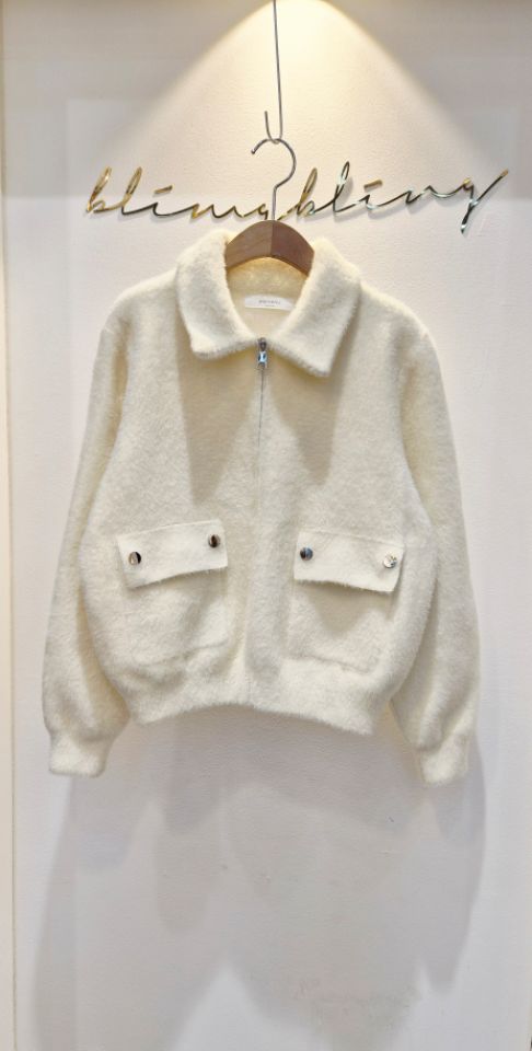 RICO韓國代購㊣女士新品時尚休閑推薦熱賣真品夾克毛絨拉鏈bling bling/RICO夾克圖色1