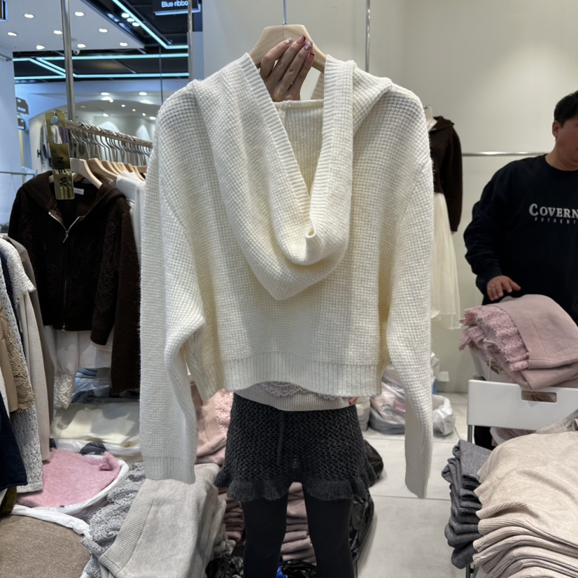 BLUE RIBBON東大門㊣代購女士新品人氣真品針織衫拉鏈連帽BLUE RIBBON針織衫