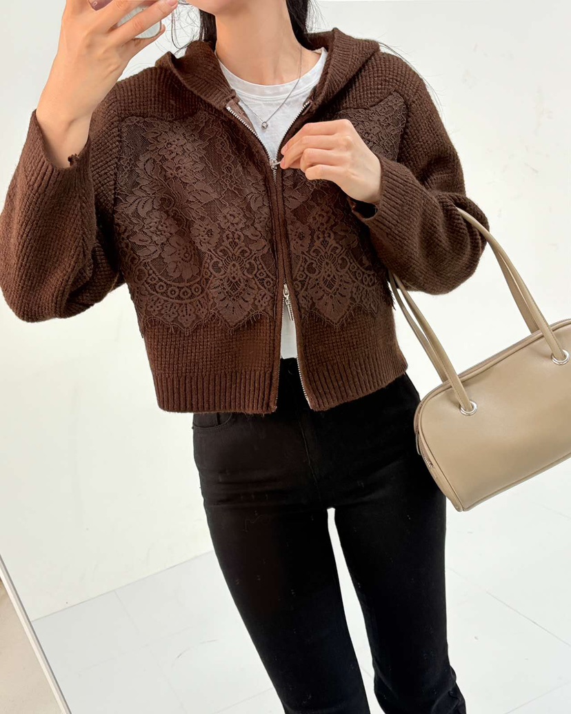 BLUE RIBBON東大門㊣代購女士新品人氣真品針織衫拉鏈連帽BLUE RIBBON針織衫