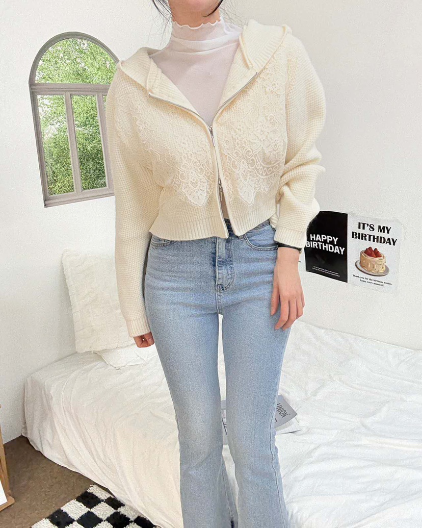 BLUE RIBBON東大門㊣代購女士新品人氣真品針織衫拉鏈連帽BLUE RIBBON針織衫