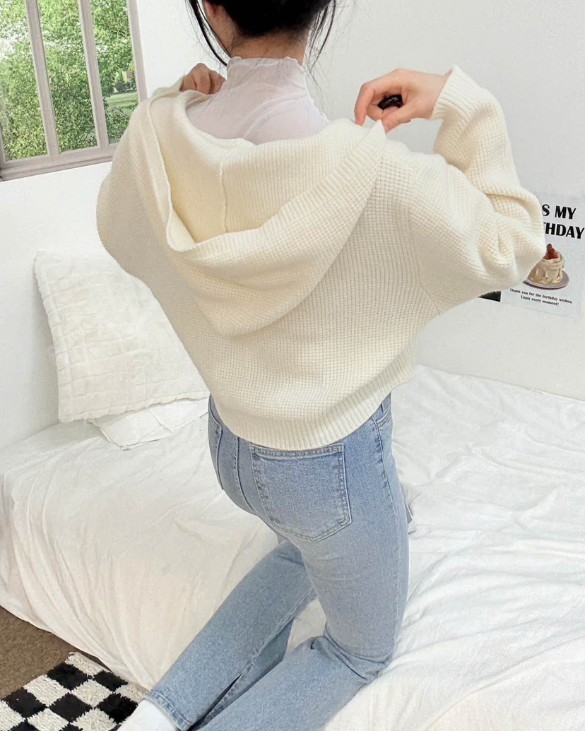 BLUE RIBBON東大門㊣代購女士新品人氣真品針織衫拉鏈連帽BLUE RIBBON針織衫