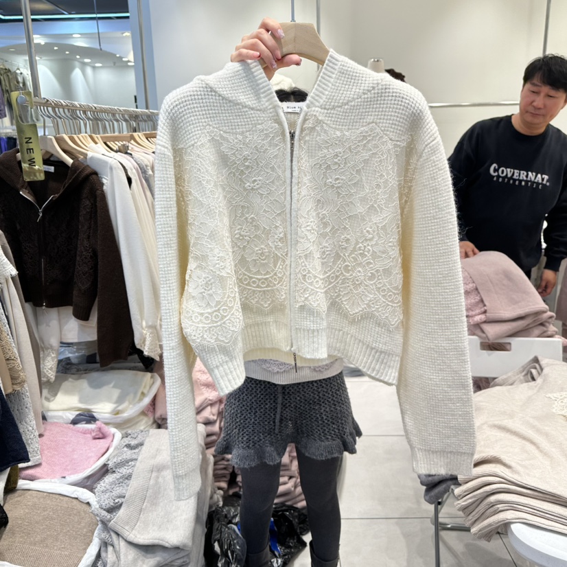 BLUE RIBBON東大門㊣代購女士新品人氣真品針織衫拉鏈連帽BLUE RIBBON針織衫圖色1