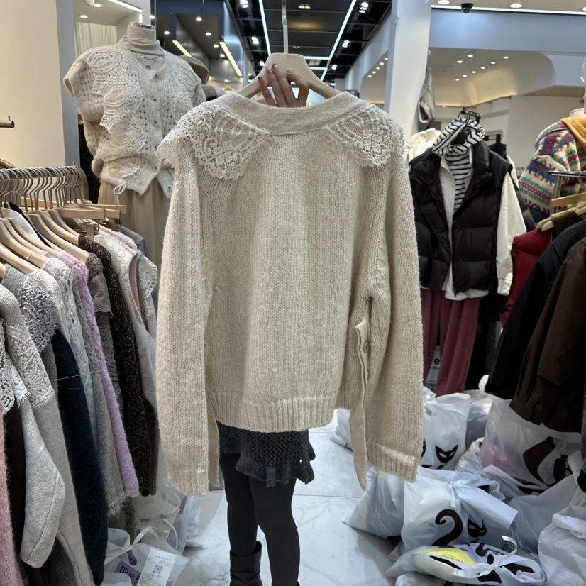 BLUE RIBBON韓國代購㊣女士新款職業休閑針織衫馬海毛開衫BLUE RIBBON針織衫