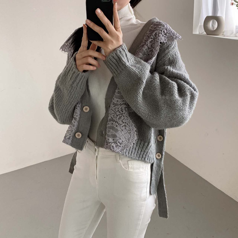 BLUE RIBBON韓國代購㊣女士新款職業休閑針織衫馬海毛開衫BLUE RIBBON針織衫