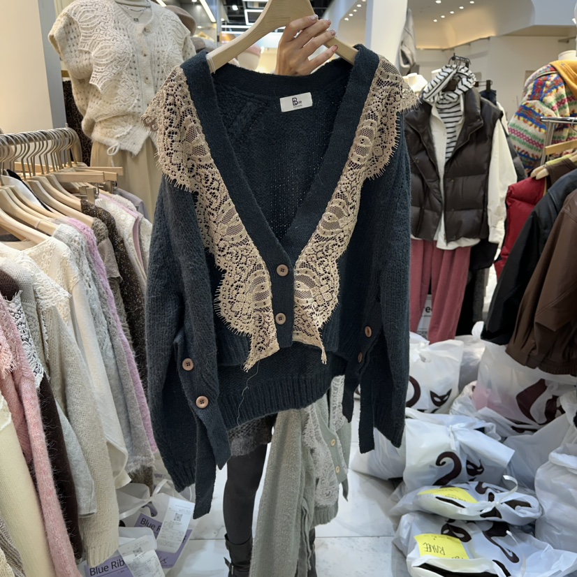 BLUE RIBBON韓國代購㊣女士新款職業休閑針織衫馬海毛開衫BLUE RIBBON針織衫圖色2