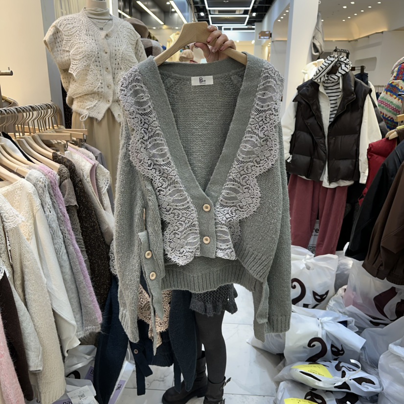 BLUE RIBBON韓國代購㊣女士新款職業休閑針織衫馬海毛開衫BLUE RIBBON針織衫圖色3