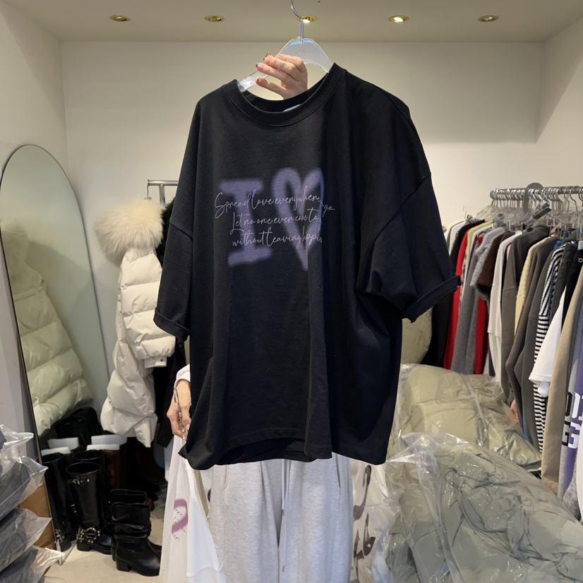 MORAN韓國代購㊣女裝新款25秋冬熱賣人氣時尚真品休閑職業T恤MORAN/MOSCOT恤圖色2