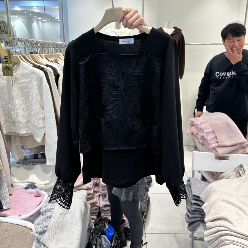 BLUE RIBBON東大門㊣直郵女裝新款25秋冬職業時尚襯衫蕾絲衫BLUE RIBBON襯衫/蕾絲衫圖色2