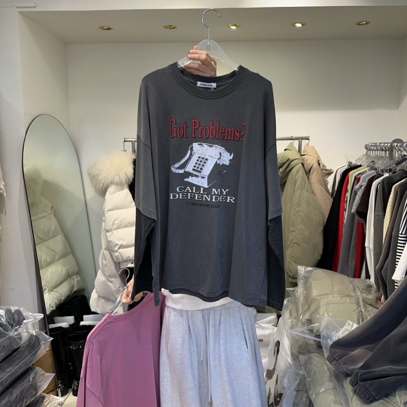 MORAN韓國代購㊣女士新款職業真品人氣推薦休閑25秋冬長袖T恤MORAN/MOSCO長袖T恤圖色2